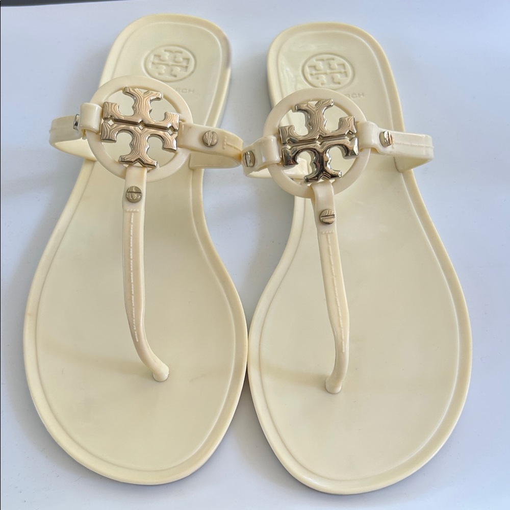Tory Burch Mini Miller Ivory Jelly Thong Sandals 7